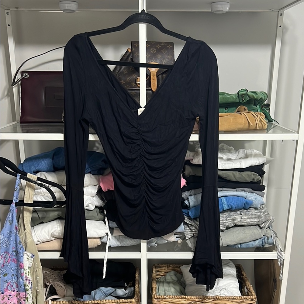 Black Bell Sleeve top